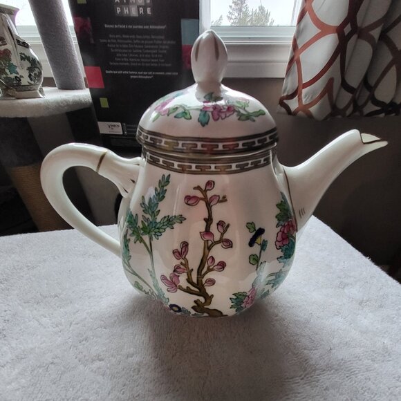 VTG COALPORT INDIAN TREE TEAPOT ENGLAND ORIGINAL ENGRAVING 1801 BONE CHINA RARE - Picture 1 of 12